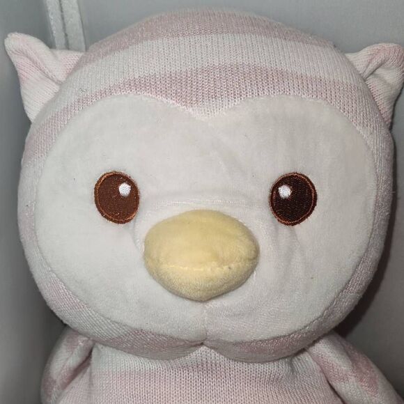 Sugar Loaf Pink Owl Plush Animal 17" Pink White Stripes Yellow Feet Stuffed Anim - Picture 3 of 5